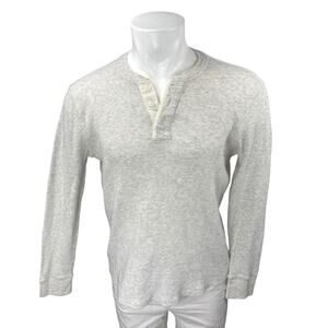 Gap Men's Gray Long Sleeve Waffle Knit Henley Crew Pullover Sweater Top Size M
